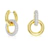 Orecchini a cerchio Dextera, Design asimmetrico, Anello concatenato, Bianchi, Placcato color oro - Swarovski, 5668818