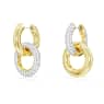 Dextera hoop earrings, Asymmetrical design, Interlocking loop, White, Gold-tone plated - Swarovski, 5668818