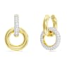 Dextera hoop earrings, Asymmetrical design, Interlocking loop, White, Gold-tone plated - Swarovski, 5668818
