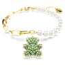 Teddy Armband, Kristallperle, Bär, Grün, Goldlegierungsschicht - Swarovski, 5669167