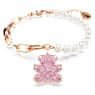 Teddy bracelet, Crystal pearl, Bear, Pink, Rose gold-tone plated - Swarovski, 5669169