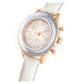 Octea Chrono 手錶, 瑞士製造, 真皮錶帶, 白色, 玫瑰金色潤飾 - Swarovski, 5671150