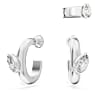 Imber hoop earrings with ear cuff, Set (3), Pear cut, White, Rhodium plated - Swarovski, 5671192