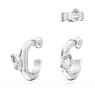 Imber hoop earrings with ear cuff, Set (3), Pear cut, White, Rhodium plated - Swarovski, 5671192