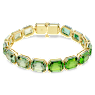 Bracelete Tennis Millenia, Lapidação octogonal, Gradiente de cor, Verde, Lacado a dourado - Swarovski, 5671258