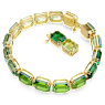 Bracelete Tennis Millenia, Lapidação octogonal, Gradiente de cor, Verde, Lacado a dourado - Swarovski, 5671258