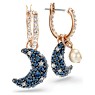 Luna 드롭 이어링, 크리스털 펄, 달, 멀티컬러, 로즈골드 톤 플래팅 - Swarovski, 5671569