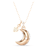 Luna pendant, Crystal pearl, Moon, Multicolored, Rose gold-tone plated - Swarovski, 5671585