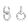 Dextera hoop earrings, Asymmetrical design, Interlocking loop, White, Rhodium plated - Swarovski, 5671807