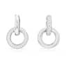 Dextera hoop earrings, Asymmetrical design, Interlocking loop, White, Rhodium plated - Swarovski, 5671807