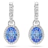 Constella drop earrings, Oval cut, Blue, Rhodium plated - Swarovski, 5671817
