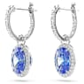 Constella drop earrings, Oval cut, Blue, Rhodium plated - Swarovski, 5671817