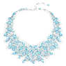 Gema necklace, Mixed cuts, Blue, Rhodium plated - Swarovski, 5672879