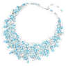 Gema necklace, Mixed cuts, Blue, Rhodium plated - Swarovski, 5672879