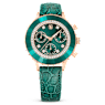 Octea Chrono 手錶, 瑞士製造, 真皮錶帶, 綠色, 玫瑰金色潤飾 - Swarovski, 5672931
