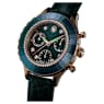Octea Chrono 手錶, 瑞士製造, 真皮錶帶, 綠色, 玫瑰金色潤飾 - Swarovski, 5672931