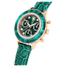 Octea Chrono 手錶, 瑞士製造, 真皮錶帶, 綠色, 玫瑰金色潤飾 - Swarovski, 5672931
