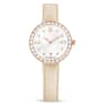 Matrix tennis 7-link watch, Swiss Made, Leather strap, Grey, Rose gold-tone finish - Swarovski, 5672968