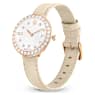 Matrix tennis 7-link watch, Swiss Made, Leather strap, Grey, Rose gold-tone finish - Swarovski, 5672968