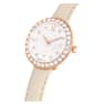 Matrix tennis 7-link watch, Swiss Made, Leather strap, Grey, Rose gold-tone finish - Swarovski, 5672968