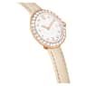 Matrix tennis 7-link watch, Swiss Made, Leather strap, Grey, Rose gold-tone finish - Swarovski, 5672968