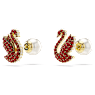 Swarovski Iconic Swan stud earrings, Crystal pearl, Swan, Red, Gold-tone plated - Swarovski, 5677597