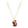 Swan pendant, Swan, Red, Gold-tone plated - Swarovski, 5677599