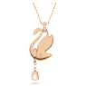 Swan Anhänger, Schwan, Schwarz, Roségold-Legierungsschicht - Swarovski, 5678045