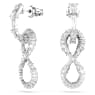 Hyperbola drop earrings, Infinity, White, Rhodium plated - Swarovski, 5679793