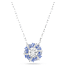Pendentif Idyllia, Tailles variées, Fleur, Bleu, Métal rhodié - Swarovski, 5680013