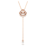Y-obesek Idyllia, Kristalni biser, Školjka, Bel, Prevleka rožnato zlatega odtenka - Swarovski, 5680299
