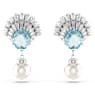 Idyllia drop earrings, Crystal pearl, Shell, Blue, Rhodium plated - Swarovski, 5680301