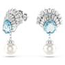 Idyllia drop earrings, Crystal pearl, Shell, Blue, Rhodium plated - Swarovski, 5680301