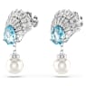 Idyllia drop earrings, Crystal pearl, Shell, Blue, Rhodium plated - Swarovski, 5680301