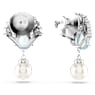 Idyllia drop earrings, Crystal pearl, Shell, Blue, Rhodium plated - Swarovski, 5680301