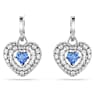 Hyperbola drop earrings, Heart, Blue, Rhodium plated - Swarovski, 5680392
