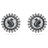 Swarovski Swan stud earrings, Crystal pearl, Swan, Gray, Ruthenium plated - Swarovski, 5680848