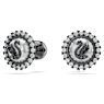 Swarovski Swan stud earrings, Crystal pearl, Swan, Gray, Ruthenium plated - Swarovski, 5680848