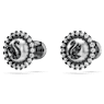 Swarovski Swan stud earrings, Crystal pearl, Swan, Gray, Ruthenium plated - Swarovski, 5680848