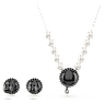 Swan Set, Kristallperle, Schwan, Grau, Rhodiniert - Swarovski, 5680875