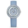 Crystalline Lustre watch, Swiss Made, Leather strap, Blue, Stainless Steel - Swarovski, 5681733