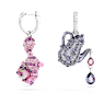 Alice in Wonderland drop earrings, Asymmetrical design, Cat and teapot, Multicolored, Rhodium plated - Swarovski, 5682806