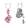 Alice in Wonderland drop earrings, Asymmetrical design, Cat and teapot, Multicolored, Rhodium plated - Swarovski, 5682806
