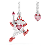 Alice in Wonderland ต่างหูทรงหยดน้ำ, ดีไซน์แบบไม่สมมาตร, ไพ่, แดง, เคลือบโรเดียม - Swarovski, 5682810