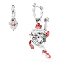 Alice in Wonderland ต่างหูทรงหยดน้ำ, ดีไซน์แบบไม่สมมาตร, ไพ่, แดง, เคลือบโรเดียม - Swarovski, 5682810