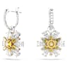 Idyllia 水滴形耳環, 花朵, 黃色, 鍍白金色 - Swarovski, 5683243