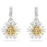 Idyllia 水滴形耳環, 花朵, 黃色, 鍍白金色 - Swarovski, 5683243