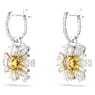 Idyllia 水滴形耳環, 花朵, 黃色, 鍍白金色 - Swarovski, 5683243