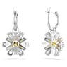Idyllia 水滴形耳環, 花朵, 黃色, 鍍白金色 - Swarovski, 5683243