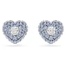 Idyllia stud earrings, Heart, Blue, Rhodium plated - Swarovski, 5683576